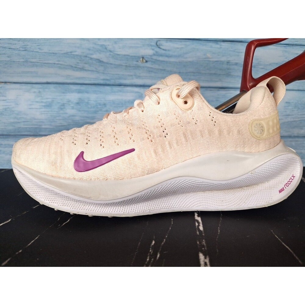 Nike Women’s Athletic Running Shoe Beige with Purple Swoosh